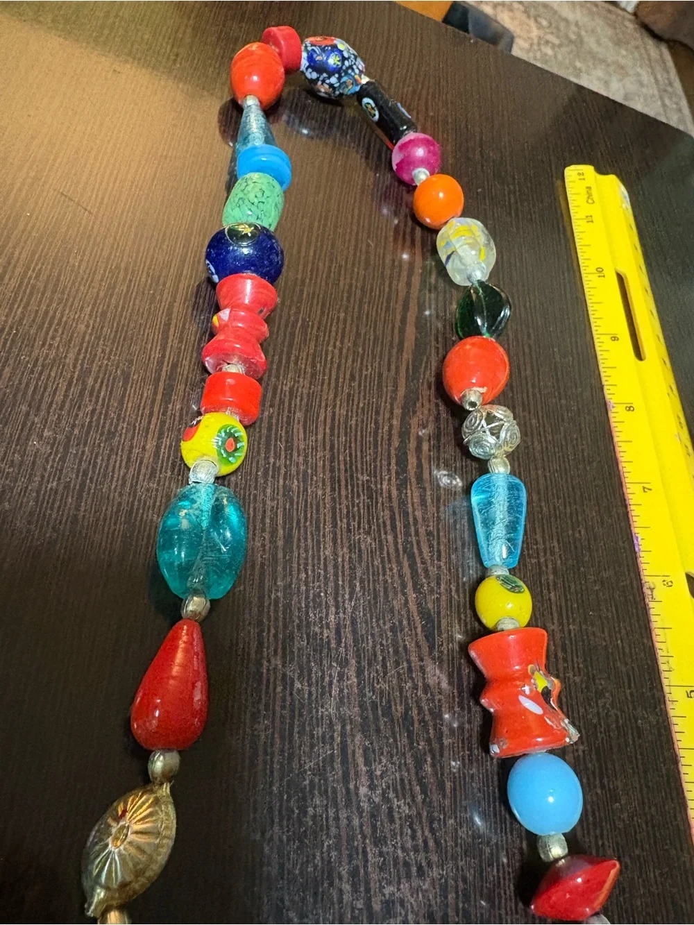 Multicolor Beaded Statement Necklace - Vibrant Mixed Colors. Millefiori?